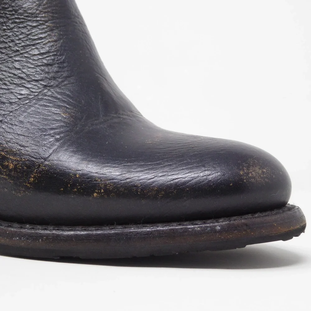 Bed Stu Womens Lorn Chelsea Boots Black Leather Distressed Block Heel 6.5